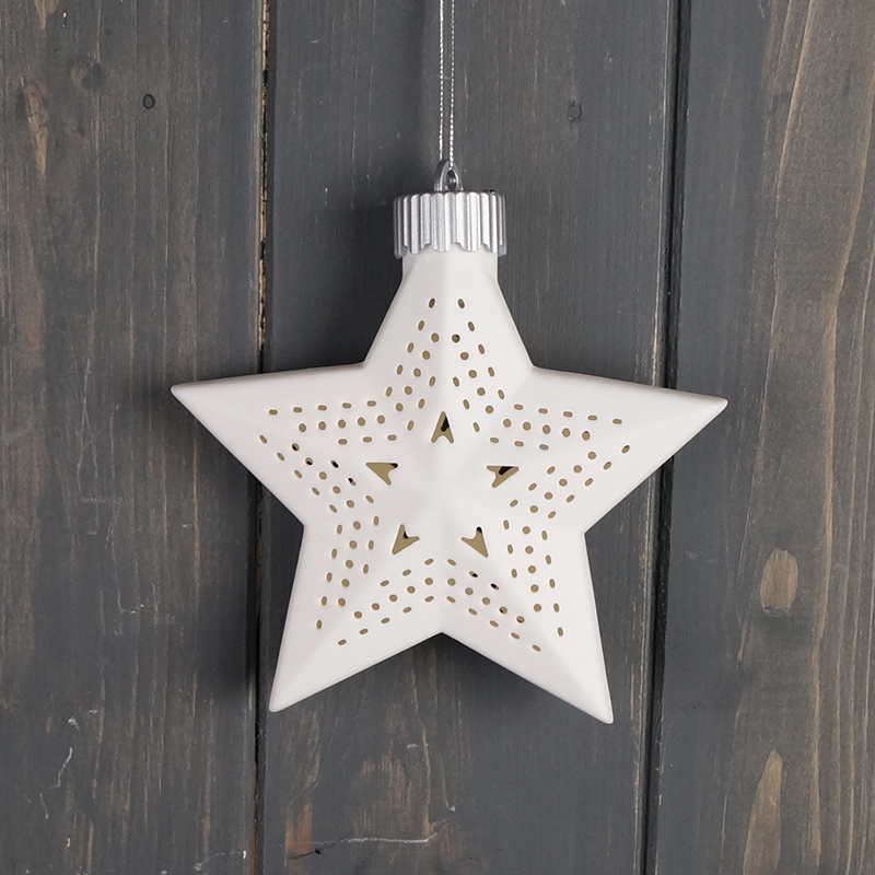 Ceramic Light Up Star Shaped Bauble (10.9cm) detail page